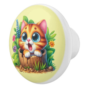 Pomo De Cerámica Guardería de gatito bebé lindo