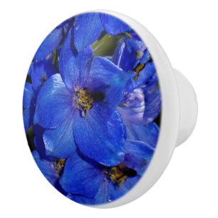 Pomo De Cerámica Guardian Blue Delphiniums Larkspur