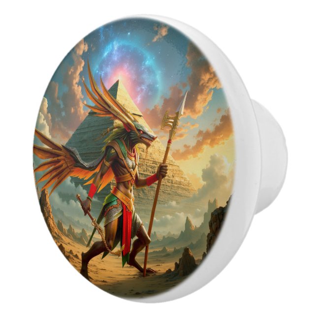 Pomo De Cerámica Guardián de la Puerta Celestial – Anubis (Derecha)