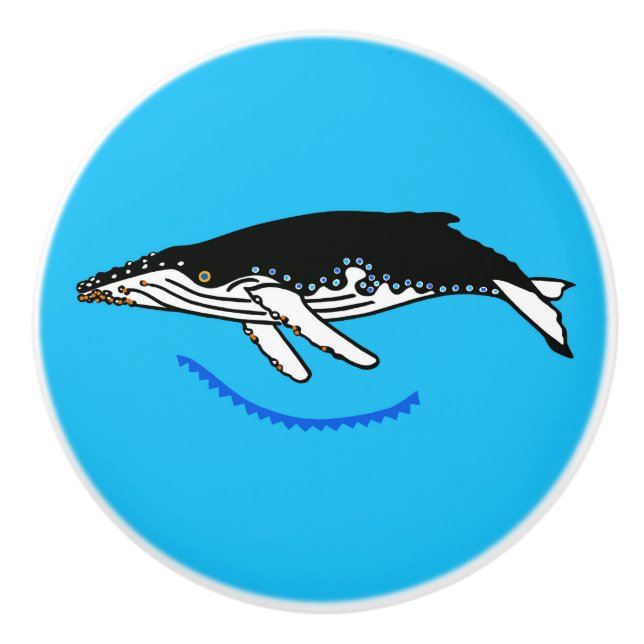 Pomo De Cerámica Guay Humpback WHALE - azul oceánico (Anverso)