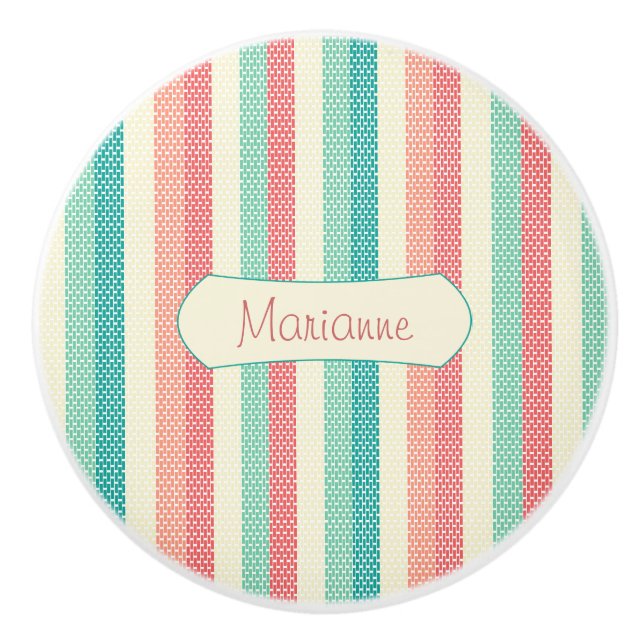 Pomo De Cerámica Guay Pastel Denim Stripes Personalizado (Anverso)