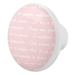 Pomo De Cerámica Guión francés rosa en polvo