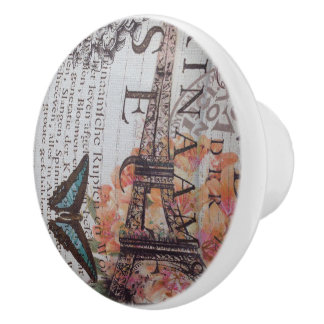 Pomo De Cerámica guiones de periódicos antiguos Torre de los eiffel