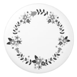 Pomo De Cerámica Guirnalda de flores gris país