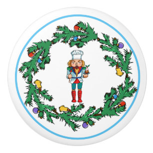 Pomo De Cerámica Guirnalda del navidad con el cascanueces del