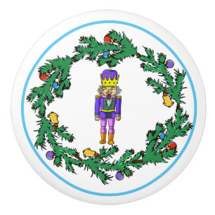 Pomo De Cerámica Guirnalda del navidad con el cascanueces púrpura