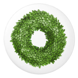Pomo De Cerámica Guirnalda verde de boj