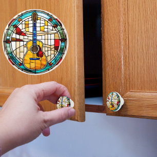 Pomo De Cerámica Guitar Faux StainGlass