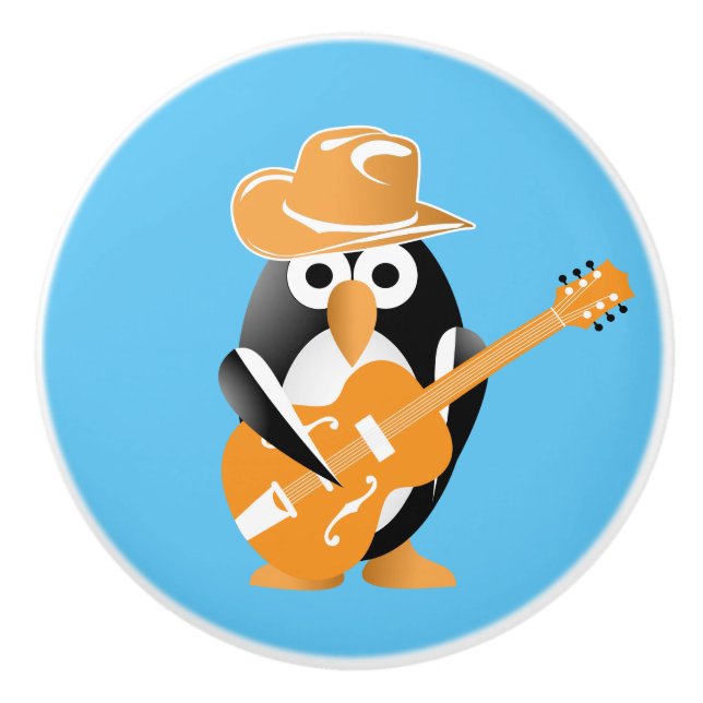 Pomo De Cerámica Guitarrista pingüino (Anverso)