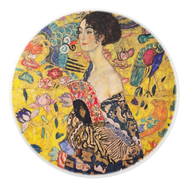 Pomo De Cerámica Gustav Klimt - Dama de fans (Anverso)
