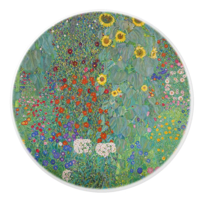 Pomo De Cerámica Gustav Klimt - Jardín de campo con girasoles (Anverso)
