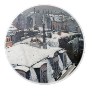Pomo De Cerámica Gustave Caillebotte - Techos en la nieve