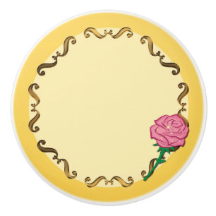 Pomo De Cerámica Habitación de Princesa de Rosa Amarilla y Rosa Be