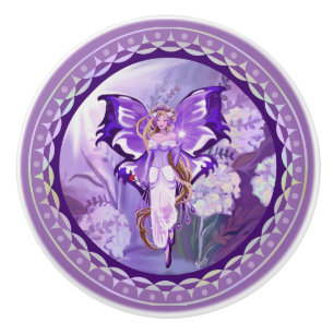 Pomo De Cerámica Hada de sol morado
