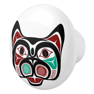 Pomo De Cerámica Haida Kitty, costa noroeste del Pacífico