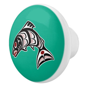 Pomo De Cerámica Haida Salmon