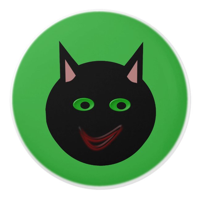 Pomo De Cerámica Halloween Black Cat Ceramic Knob (Anverso)