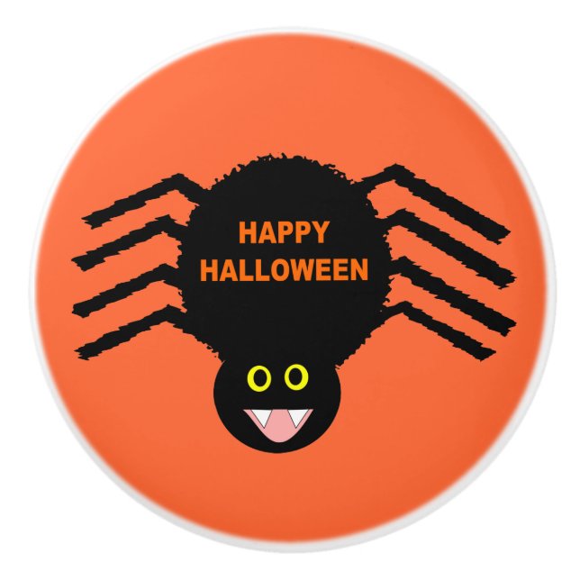 Pomo De Cerámica Halloween Black Spider Ceramic Knob (Anverso)