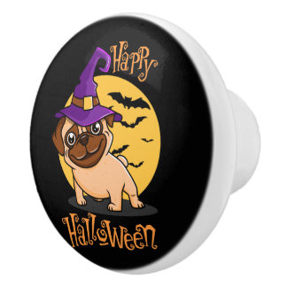 Pomo De Cerámica Halloween Puggy Knob