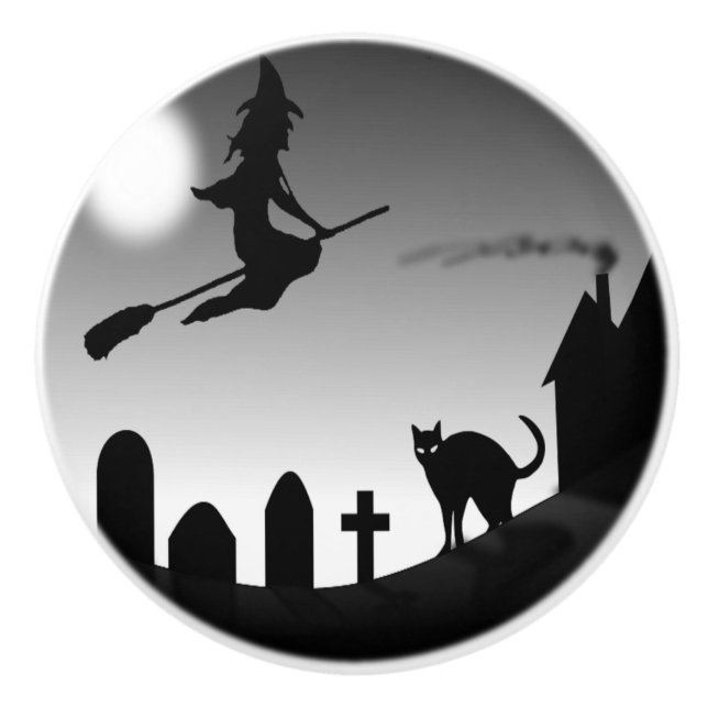 POMO DE CERÁMICA HALLOWEEN WITCH SILHOUETTE (Anverso)