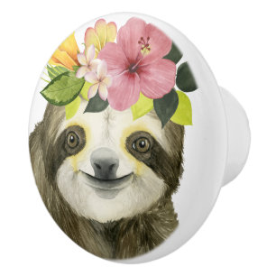Pomo De Cerámica Halo tropical   Sweet Sloth