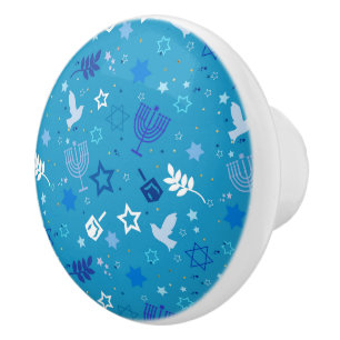 Pomo De Cerámica Hanukkah Stars Knob