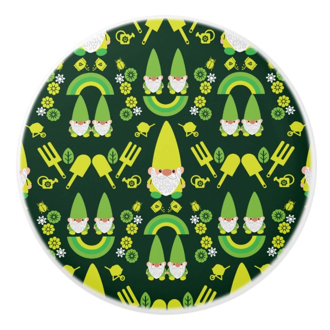 Pomo De Cerámica Head Garden Gnome Gardener (Anverso)