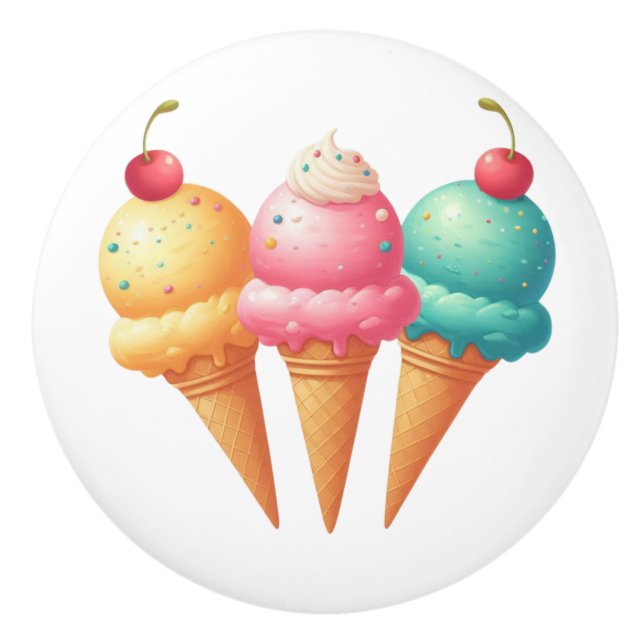 Pomo De Cerámica Helado colorido (Anverso)