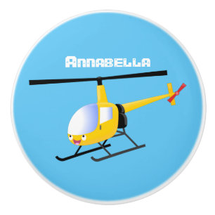 Pomo De Cerámica Helicóptero de personalizado alegre amarillo lindo