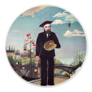 Pomo De Cerámica Henri Rousseau - Autorretrato-Paisaje
