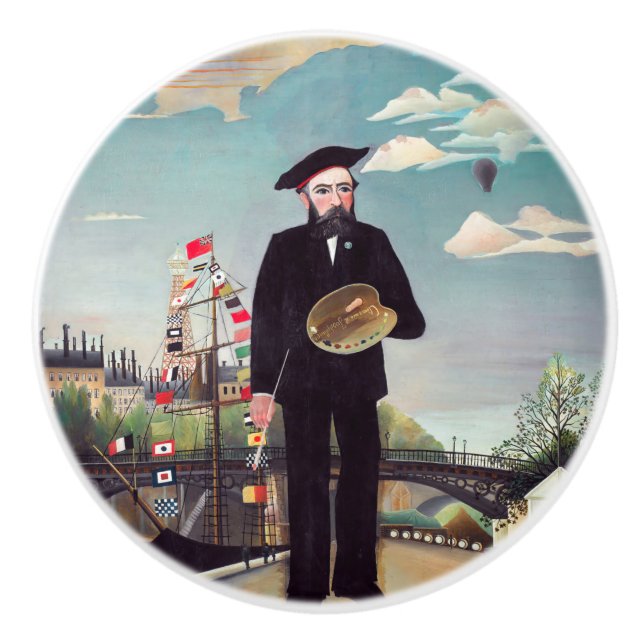 Pomo De Cerámica Henri Rousseau - Paisaje Retrato Mío (Anverso)