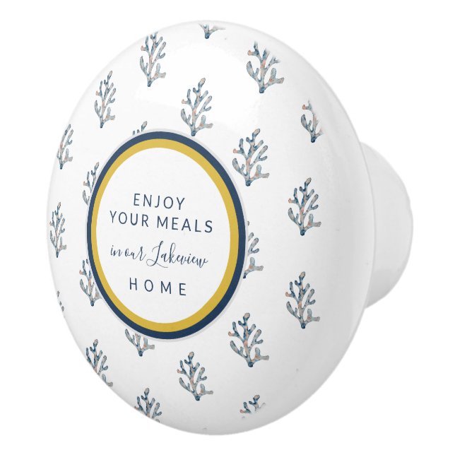 Pomo De Cerámica Hermosa acuarela de coral en una cabaña de playa b (Derecha)