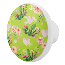 Pomo De Cerámica Hermosa acuarela floral Cactus