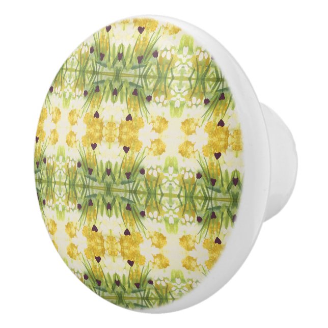 Pomo De Cerámica Hermosa acuarela Floral Heart Cabinet Pull (Derecha)
