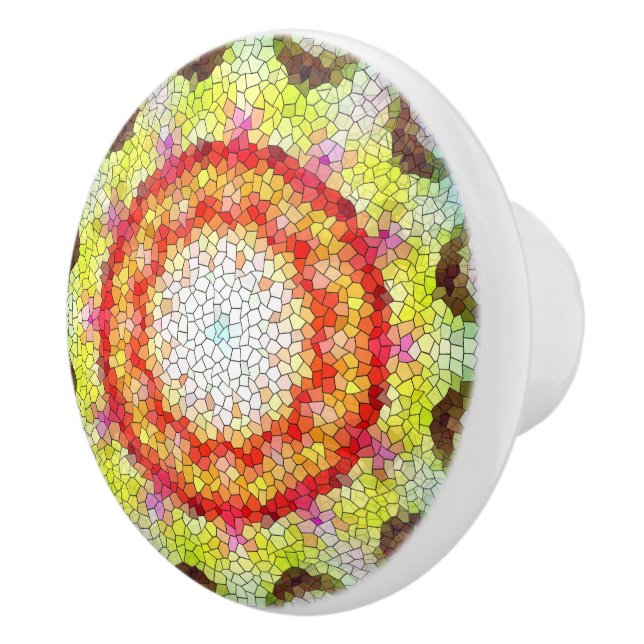 Pomo De Cerámica Hermosa flor de sol mosaico brillante (Derecha)