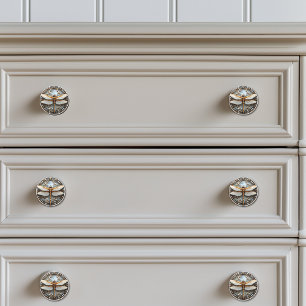 Pomo De Cerámica Hermosa libélula gemas oro madre de la perla