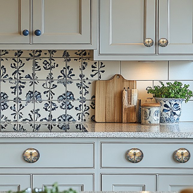 Pomo De Cerámica Hermosa Libélula Perlas Rosadas Gemas Turquesas (Subido por el creador)