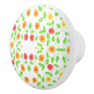 Pomo De Cerámica Hermosa manija floral