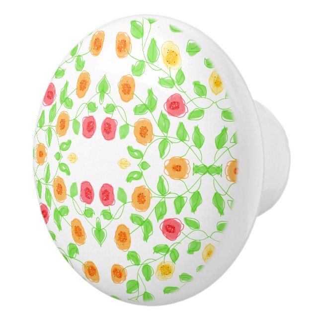 Pomo De Cerámica Hermosa manija floral (Derecha)