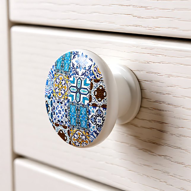 Pomo De Cerámica 🤩 Hermosa mezcla de Azulejos  (Beautiful mix of Azulejos Ceramic Knob)