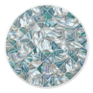 Pomo De Cerámica Hermosa perla verde azulada azul offwhite inspirad
