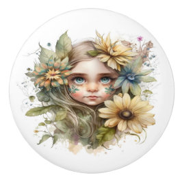 Pomo De Cerámica Hermosa serie Fantasy Floral Fairies