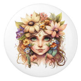 Pomo De Cerámica Hermosa serie Fantasy Floral Fairies