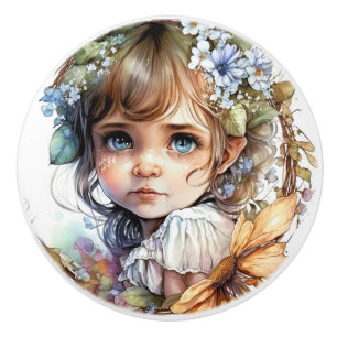 Pomo De Cerámica Hermosa serie Fantasy Flower Fairies