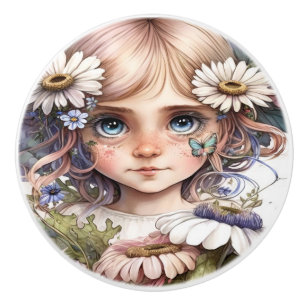 Pomo De Cerámica Hermosa serie Fantasy Flower Fairies
