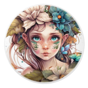 Pomo De Cerámica Hermosa serie Fantasy Flower Fairy Fairies