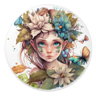 Pomo De Cerámica Hermosa serie Fantasy Flower Fairy Fairies