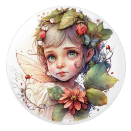Pomo De Cerámica Hermosa serie Fantasy Flower Fairy Fairies