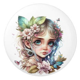 Pomo De Cerámica Hermosa serie Fantasy Flower Fairy Fairies