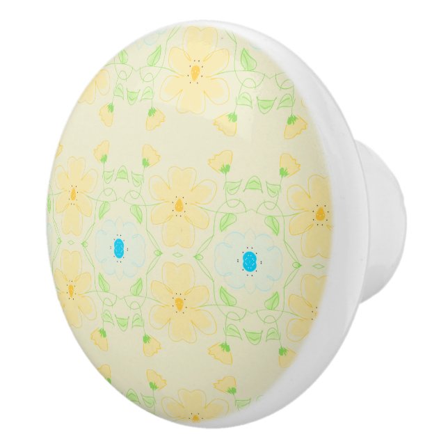 Pomo De Cerámica Hermosa Tira De Gabinete Con Amarillo Y Verde azul (Derecha)